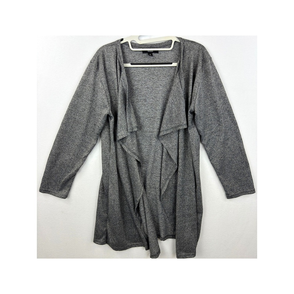 Simply Vera Wang‎ Cardigan Womens M Gray Draped Open Front Longline Knit